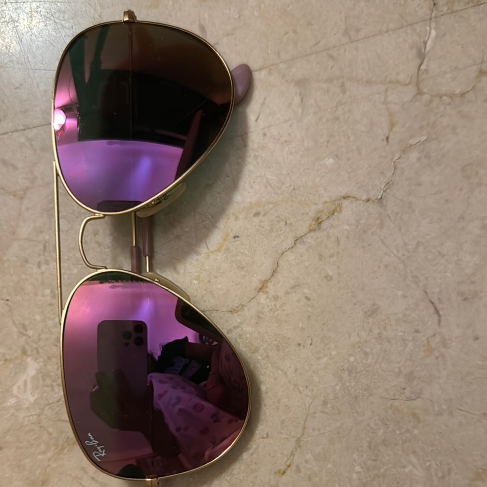Ray-Ban Pink and Gold Aviator Sunglasses